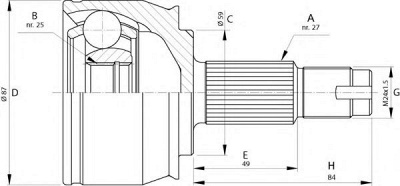 OPEN PARTS cvj570810 -  Шарнирный комплект, приводной вал